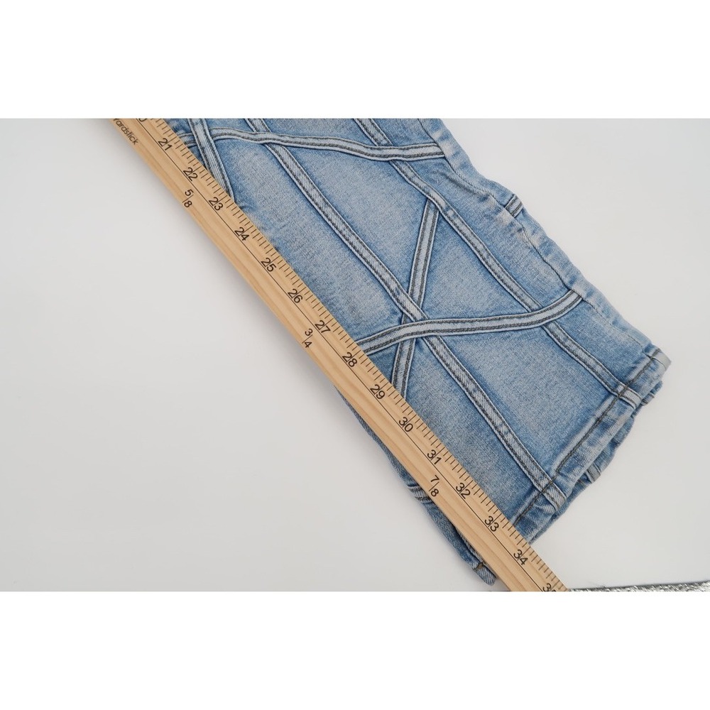 Valabasas Patchwork Jeans Men 32 Blue Button Fly Streetwear Denim Stacked Flared - Picture 13 of 14